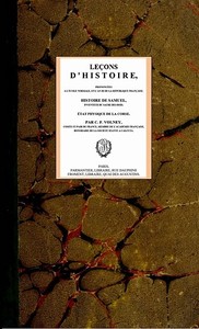 Leçons d'histoire,: prononcées à l'École normale; en l'an III de la République Française; Histoire de Samuel, inventeur du sacre des rois; État physique de la Corse.