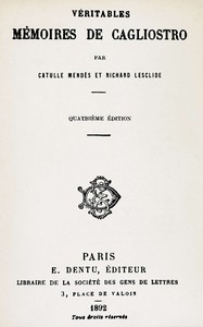 Véritables mémoires de Cagliostro